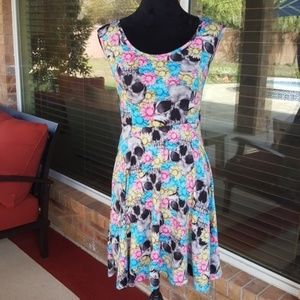 Hot Topic Skulls and Flowers Skater dress